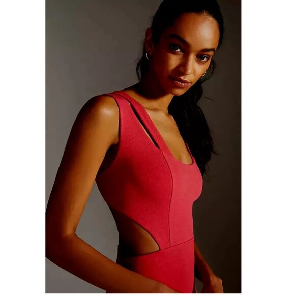 New Anthropologie Maeve Open-Back Knit Maxi Dress Red - Picture 3 of 4